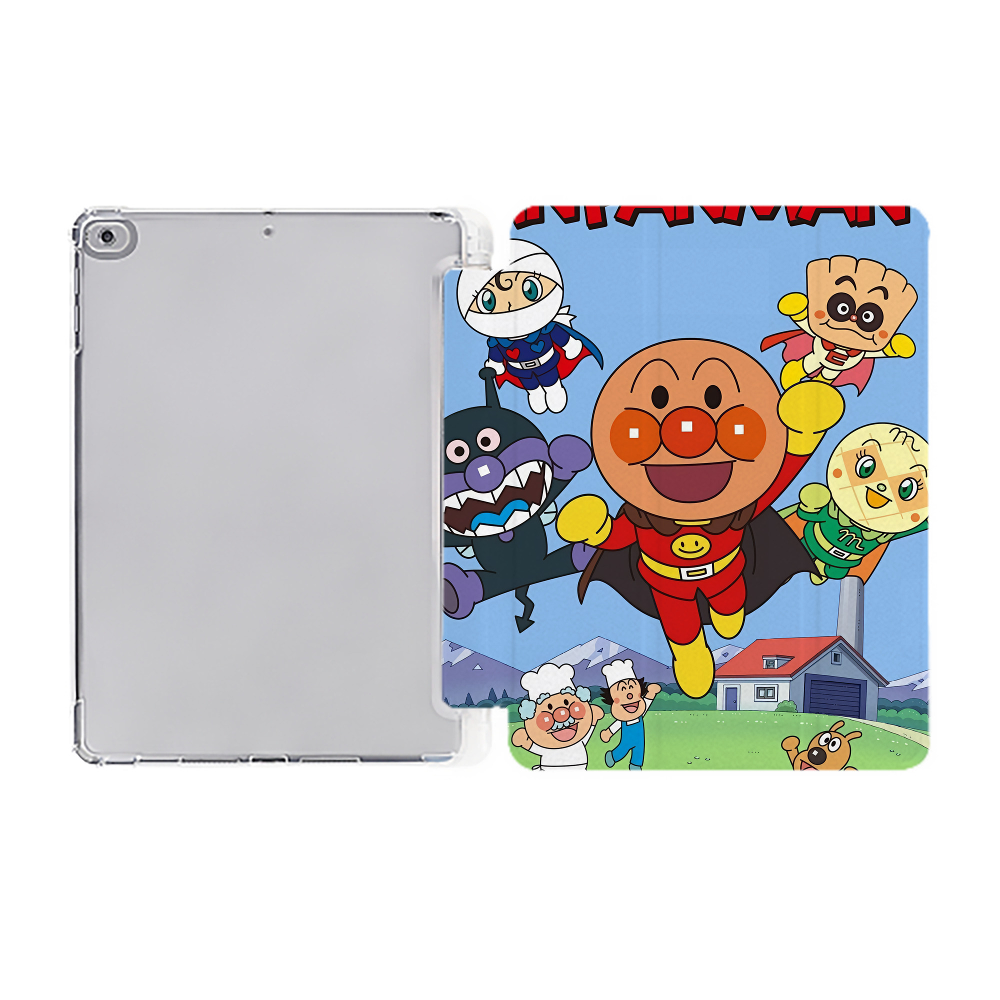 （画像用） アンパンマン Anpanman IPad ケース ペン収納付き 三つ折りスタンド PUレザー×シリコン 対応機種9.5/10.5/10.9インチ